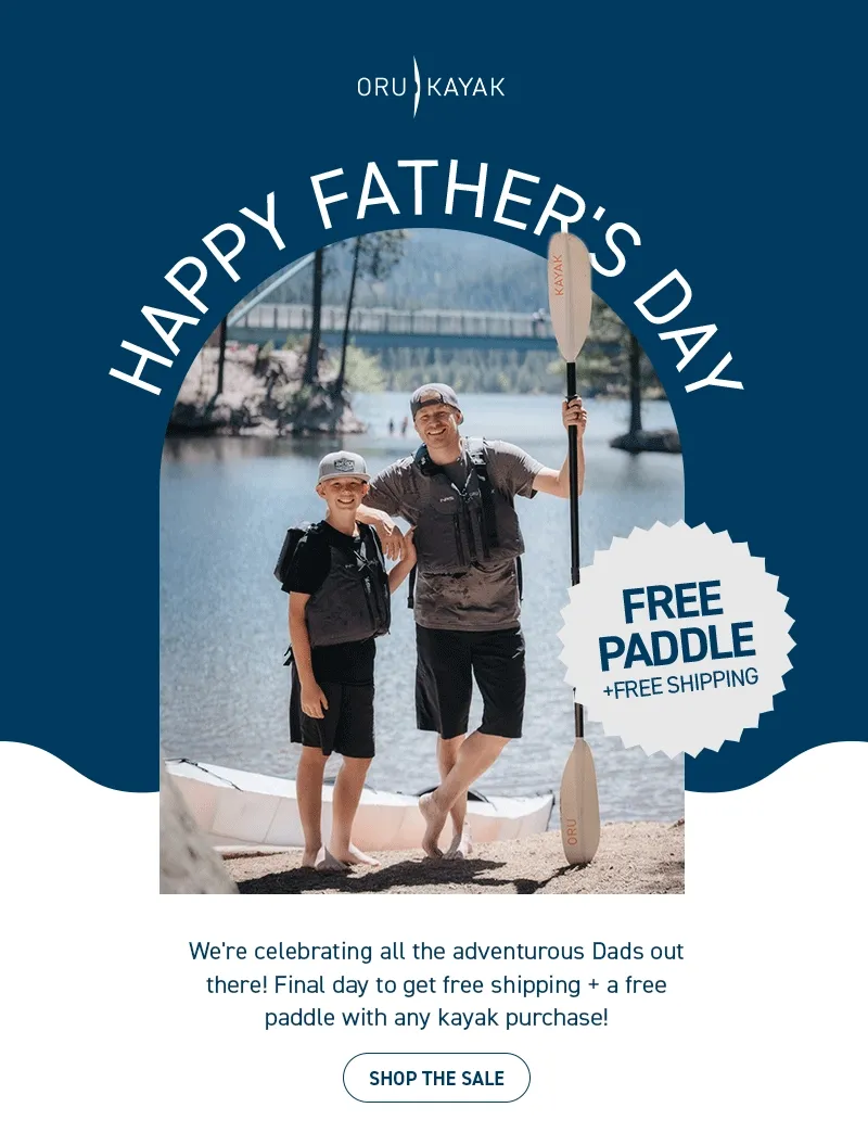 Happy Father's Day! Celebrate Dad with something better than a tie. Get free shipping + a free paddle with kayak purchase!