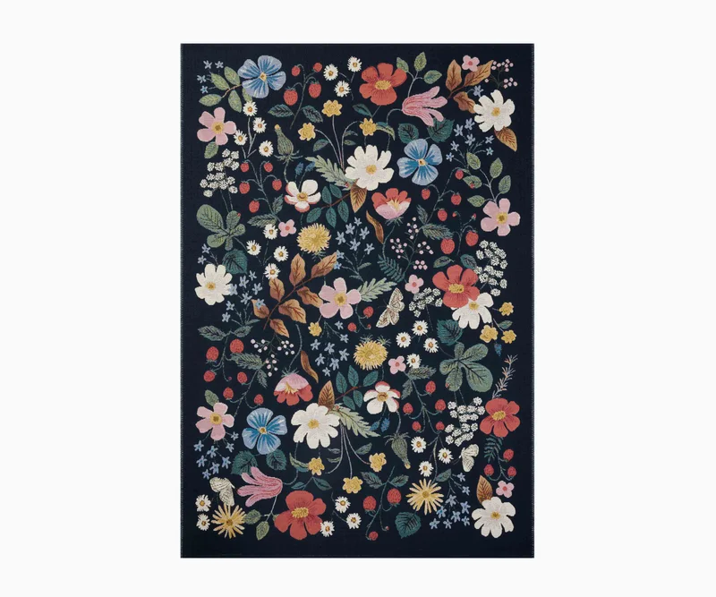 Image of Perennial Strawberry Fields Power Loomed Rug - Black