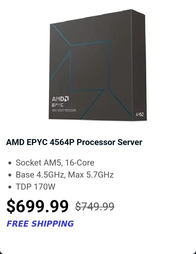 AMD EPYC 4564P Processor Server