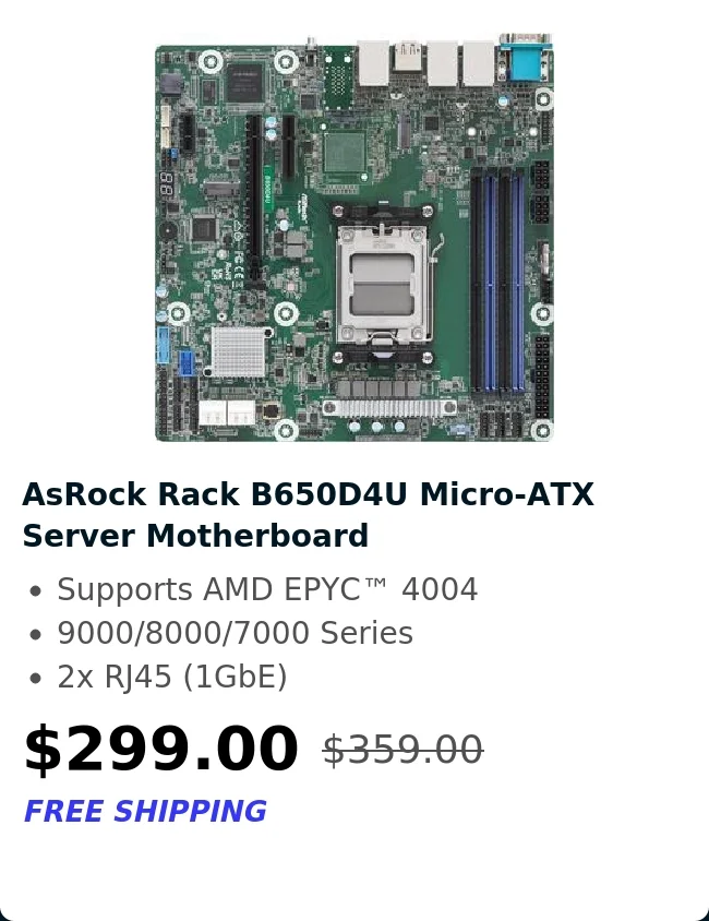 AsRock Rack B650D4U Micro-ATX Server Motherboard