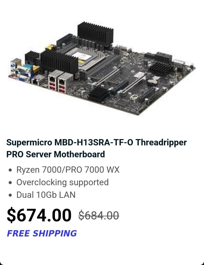 Supermicro MBD-H13SRA-TF-O Threadripper PRO Server Motherboard