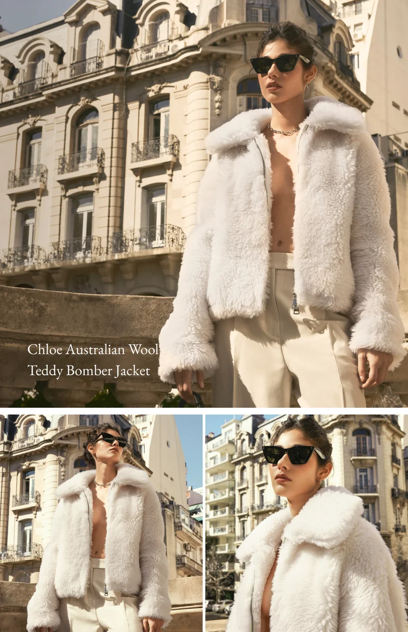 Chloe Australian Wool Teddy Bomber Jacket