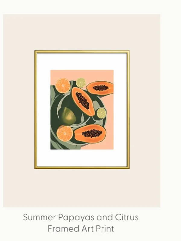 Summer papayas and citrus Framed Art Print