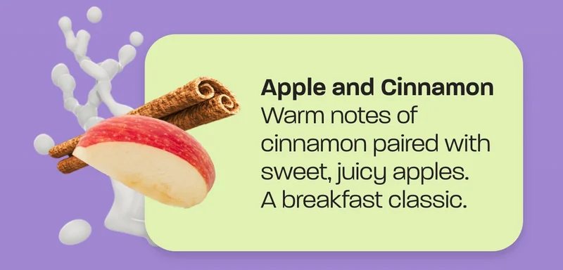 Warm notes of cinnamon paired with sweet, juicy apples. A breakfast classic.