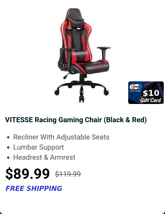 VITESSE Racing Gaming Chair (Black & Red)