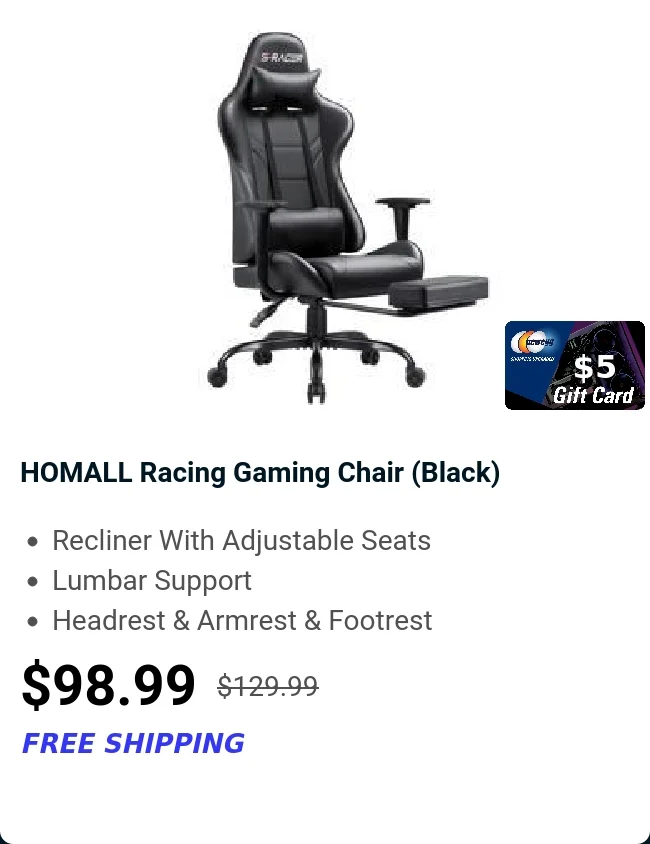 HOMALL Racing Gaming Chair (Black)