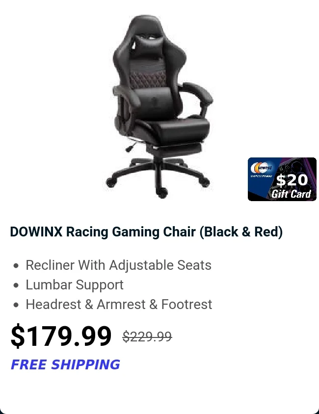 DOWINX Racing Gaming Chair (Black & Red)