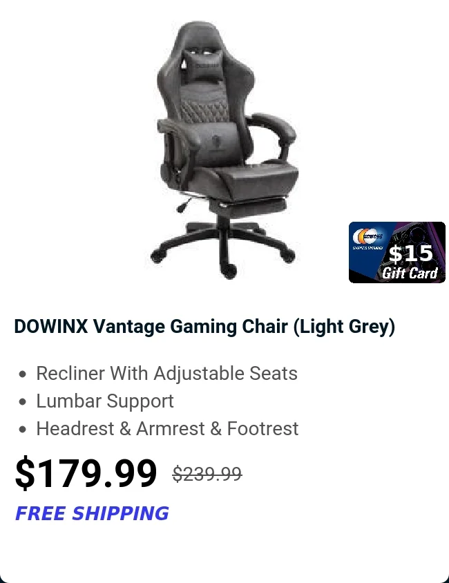 DOWINX Vantage Gaming Chair (Light Grey)