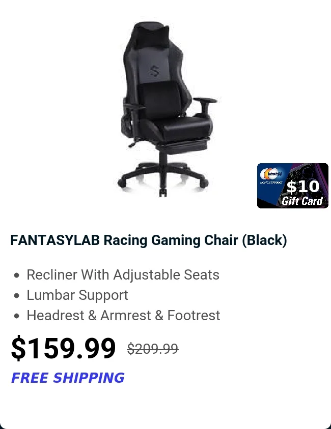 FANTASYLAB Racing Gaming Chair (Black)