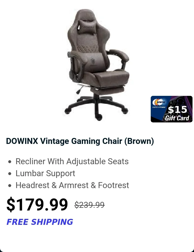 DOWINX Vintage Gaming Chair  (Brown)