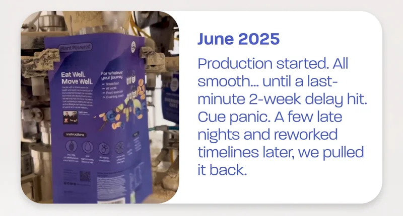 June 2025 - Production started. All smooth… until a last-minute 2-week delay hit. Cue panic. A few late nights and reworked timelines later, we pulled it back.
