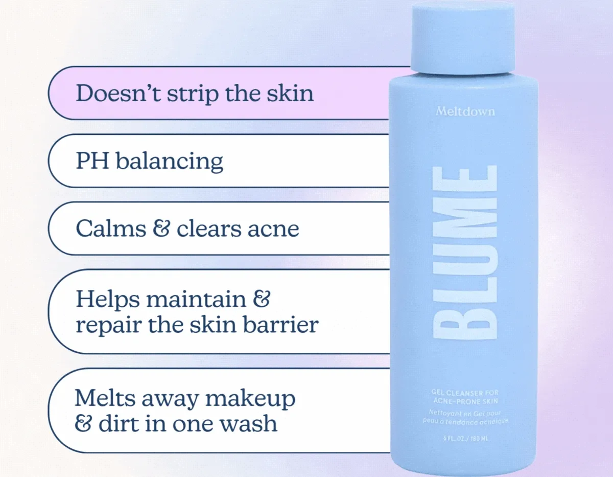 Doesn’t strip the skin | PH balancing | Calms & clears acne | Helps maintain & repair the skin barrier | Melts away makeup & dirt in one wash