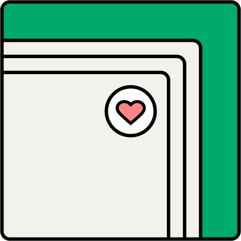 Image description: Graphic of itineraries with a heart icon in the upper right hand corner.