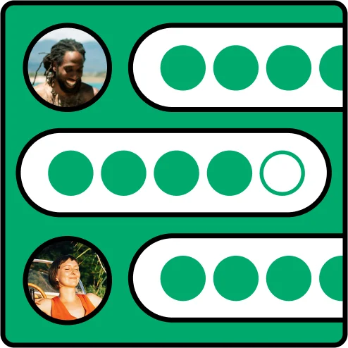 Image description: Graphic of bubble reviews with avatar photos.