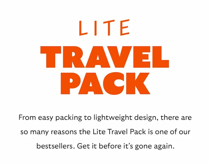 From easy packing to lightweight design, there are so many reasons the Lite Travel Pack is one of our bestsellers. Get it before it’s gone again.