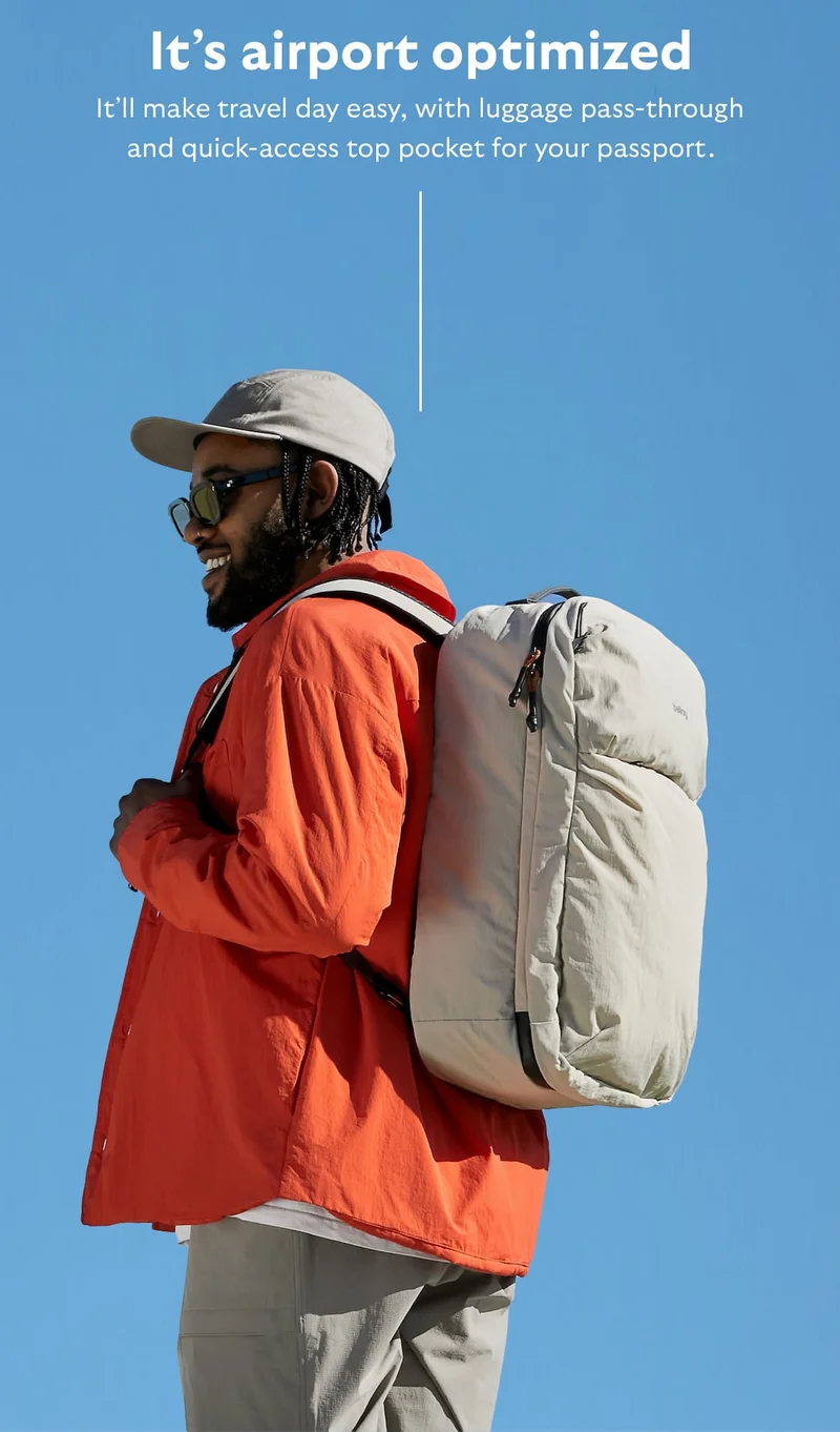 It’s airport optimized It’ll make travel day easy, with luggage pass-through and quick-access top pocket for your passport.
