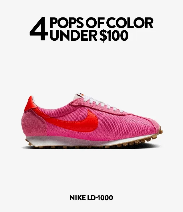 Pink, blue, yellow and green sneakers.