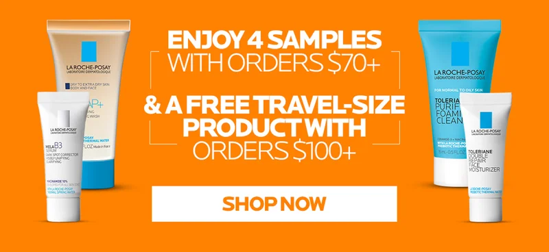 Enjoy 4 Samples with orders $70+ & a complimentary travel-size product with orders $100+