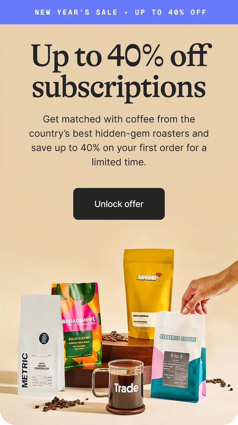 Up to 40% off subscriptions