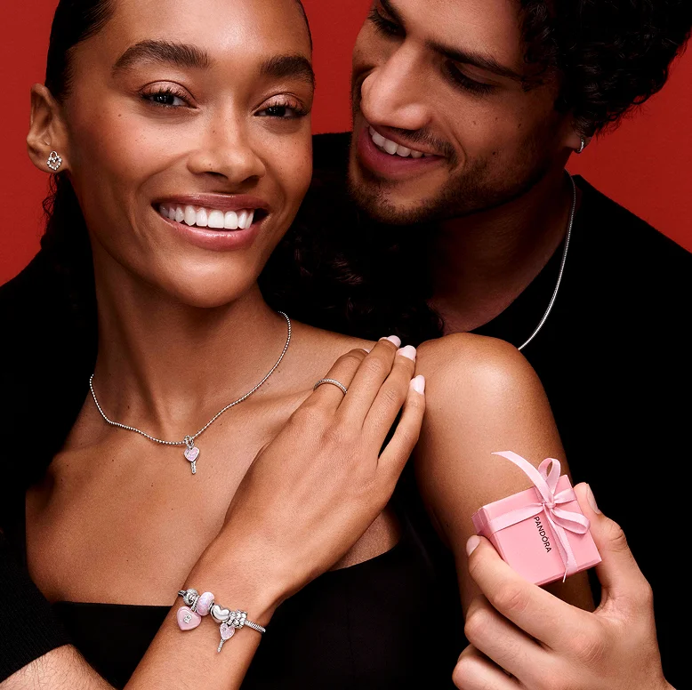 Couple wearing Pandora jewelry