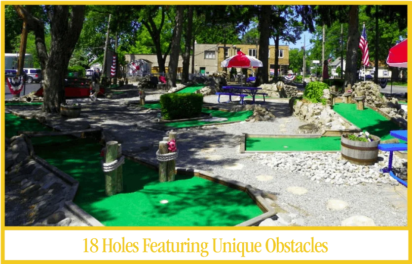 18 holes featuring unique obstacles