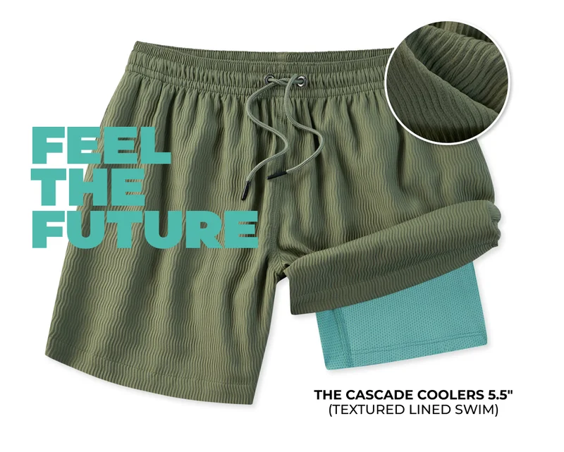 Textured Lined Swim Trunk: The Olive You Mans 5.5"