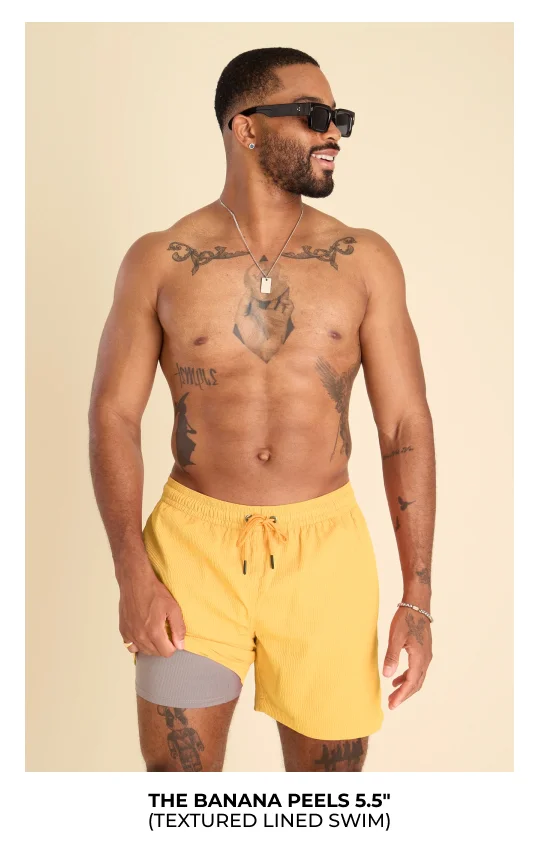 Textured Lined Swim Trunk: The Banana Peels 5.5"