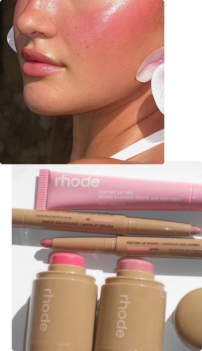 lip tint, lip shape and pocket blush