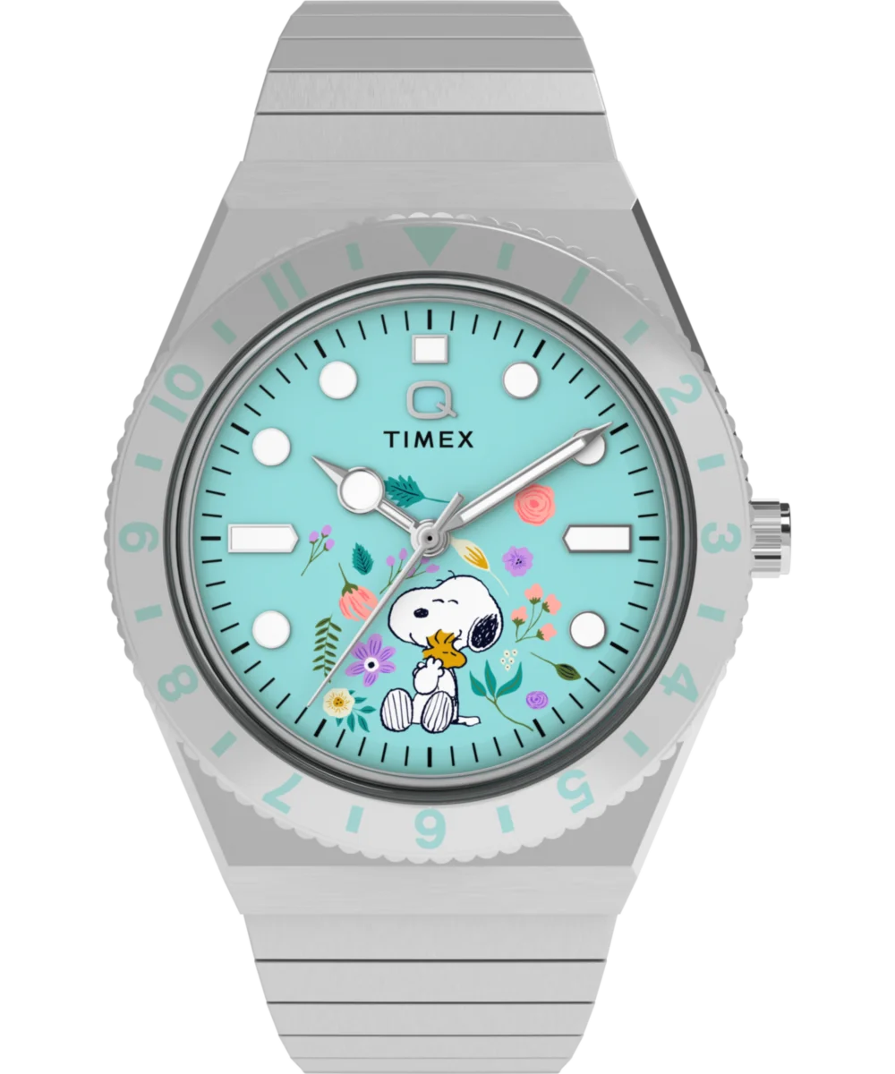 Image of Peanuts® x Q Timex® 36mm Stainless Steel Expansion Band Watch