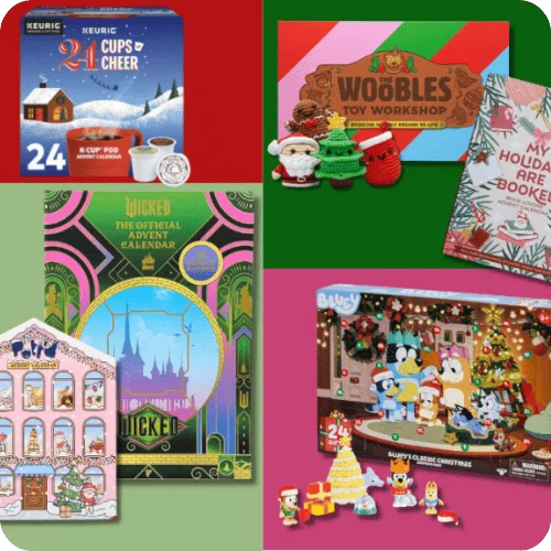 a collage of advent calendars from wicked, woobles, bluey and more a collage of advent calendars from wicked, woobles, bluey and more