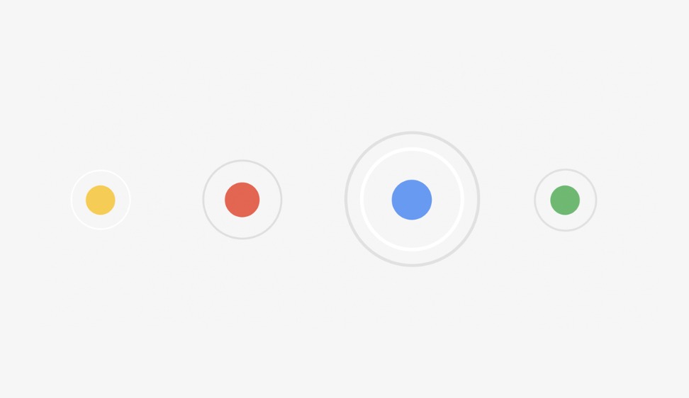 illustration of four dots in primary colors with circles around each