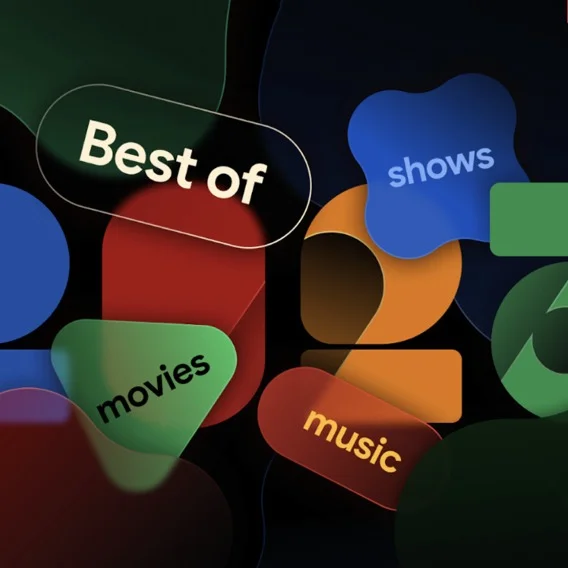An illustration of the words “Best of” and “music,” “movies” and “shows”