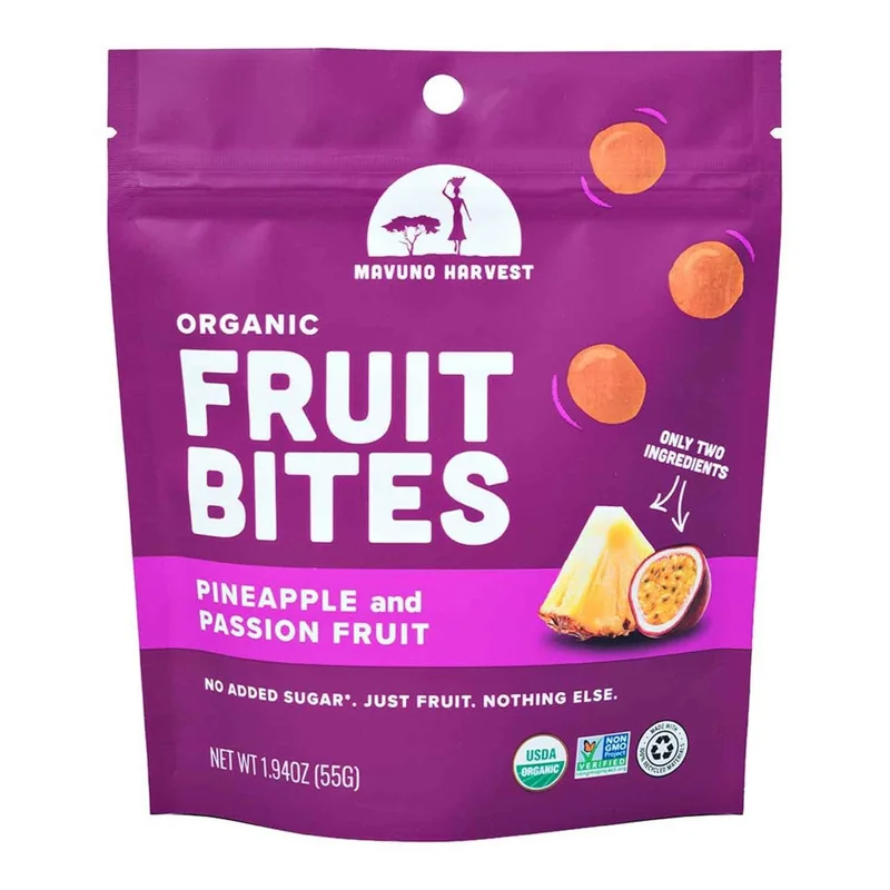 Organic Chewy Fruit Bites, Pineapple + Passion Fruit, 1.94 Oz
