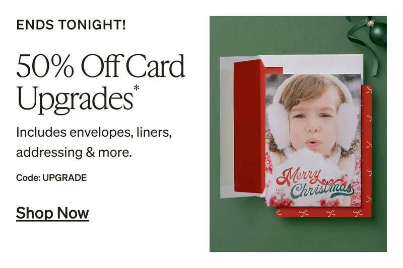 10 Free Holiday Cards + Up to 50% Off Almost Everything