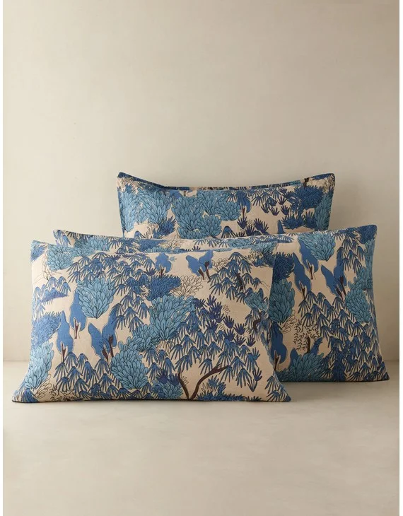 Garden Walk Linen Cotton Sham by Sarah Sherman Samuel-Blue / Standard