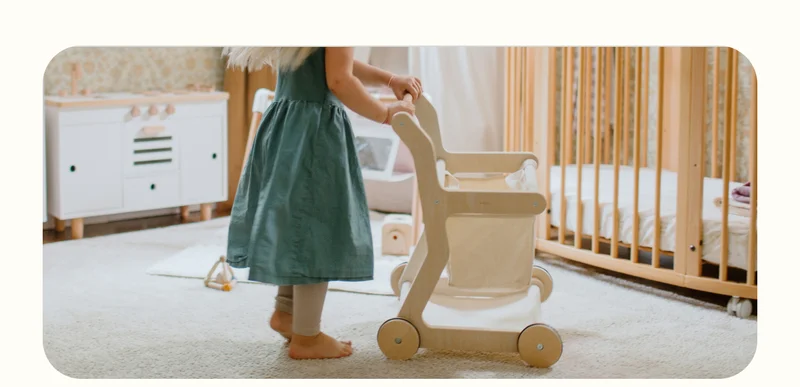 Shopping Cart- A play grocery shopping cart for little foodies, featuring rotating wheels. Pre- Order Now