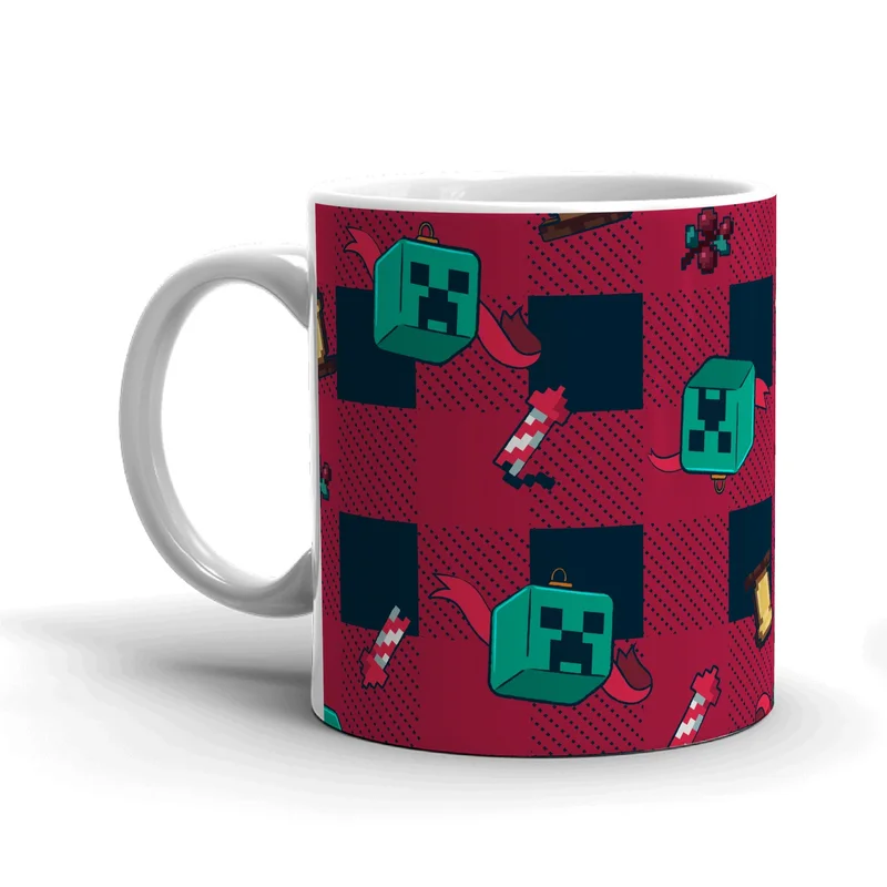 Image of Minecraft Creeper Plaid White Mug