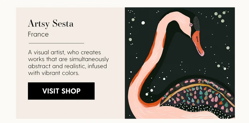 Artsy Sesta | Location: France | A visual artist, who creates works that are simultaneously abstract and realistic, infused with vibrant colors. | Visit Shop