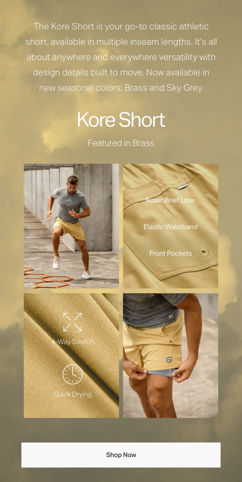 The Kore Short is your go-to classic athletic short, available in multiple inseam lengths.