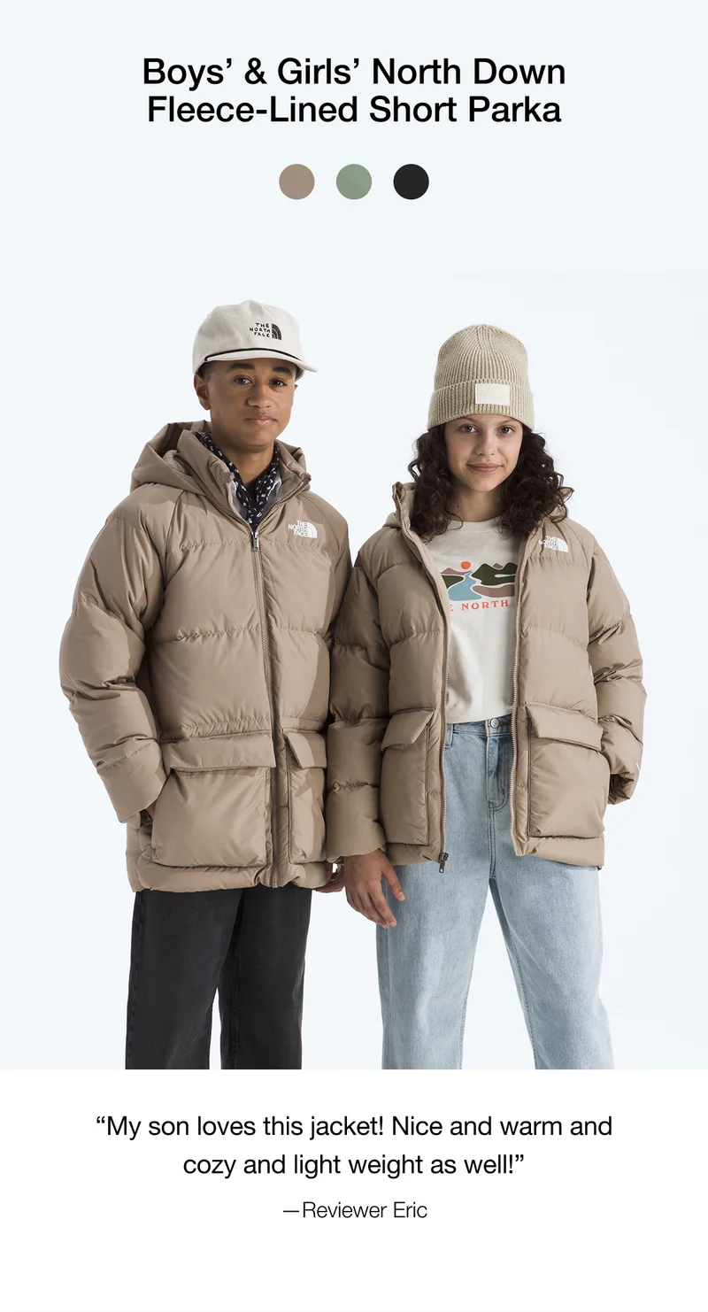 Boys’ & Girls’ North Down Fleece-Lined Short Parka