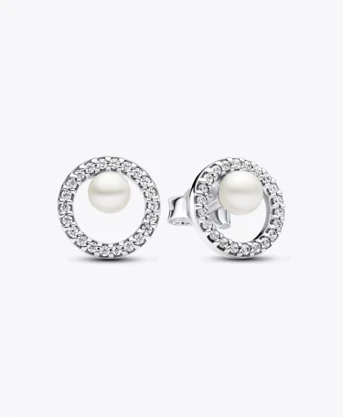 Treated Freshwater Cultured Pearl & Pavé Halo Stud Earrings