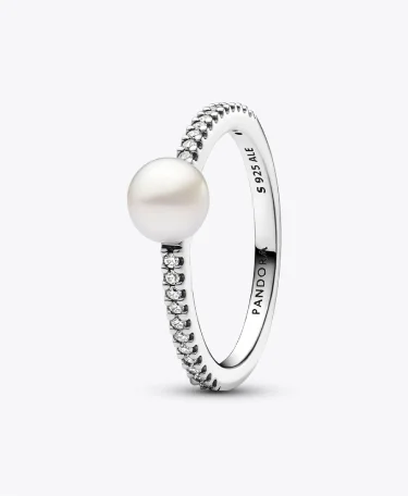 Treated Freshwater Cultured Pearl & Pavé Ring