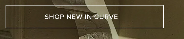 Subtle background featuring a woman's form in earthy hues. 'Shop New In Curve' invites users to explore the latest plus size collection.