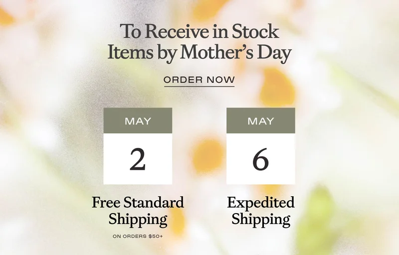 To receive in stock items by mother's day, order now! To receive in stock items by mother's day, order now!