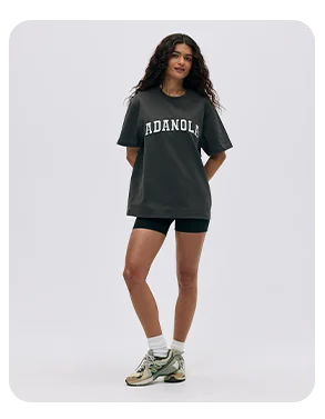 Varsity Short Sleeve Oversized T-shirt - Coffee Bean/White