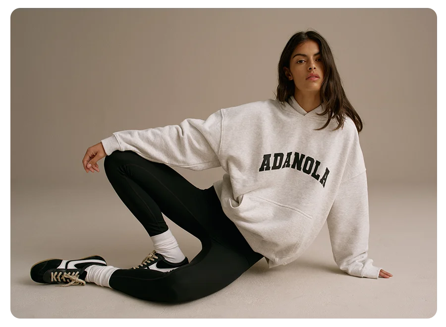 Varsity Oversized Hoodie - Light Grey Melange/Black