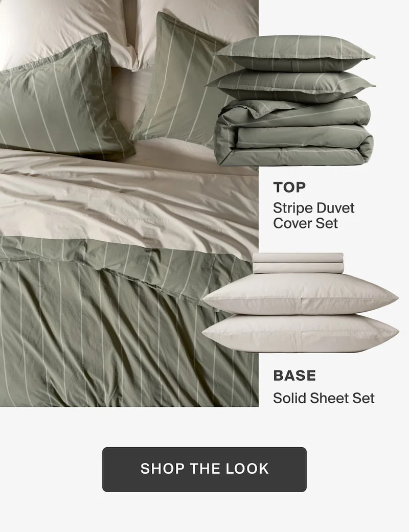 Striped Duvet x Solid Sheet. Shop the look.