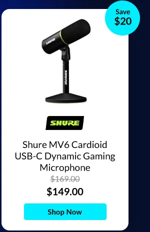 Shure MV6 Cardioid USB-C Dynamic Gaming Microphone