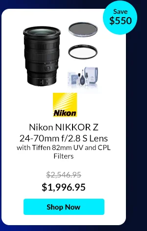 Nikon NIKKOR Z 24-70mm f/2.8 S Lens  with Tiffen 82mm UV and CPL Filters