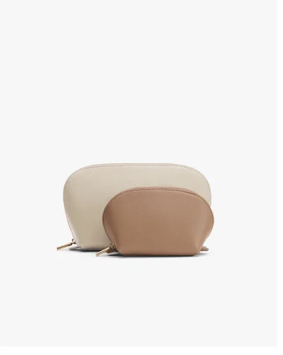 Travel Case Set Ecru/ Cappuccino